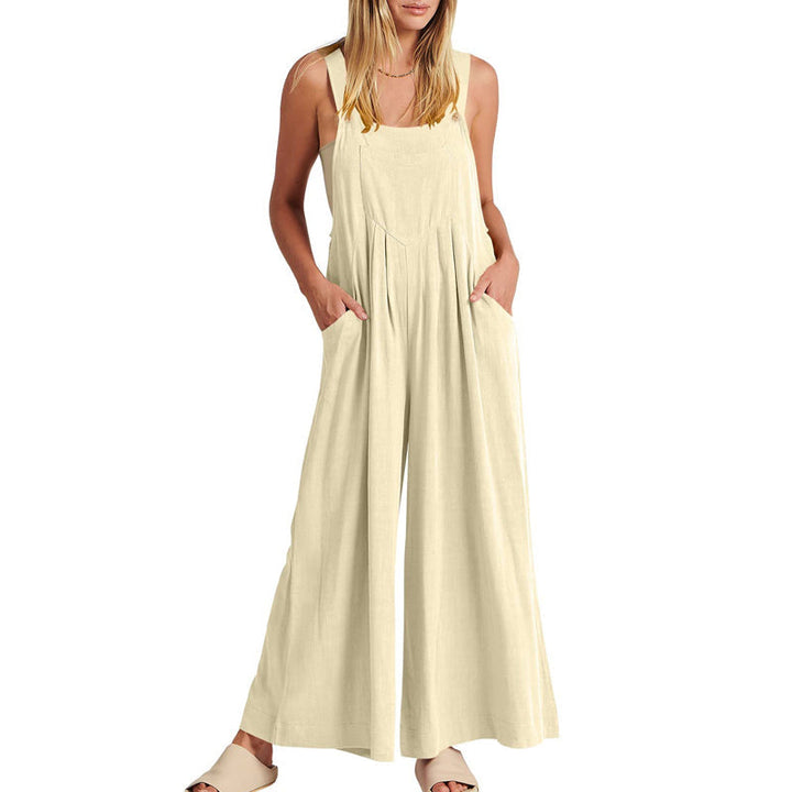 Ärmlös Blommig Jumpsuit för Kvinnor - Vida Ben