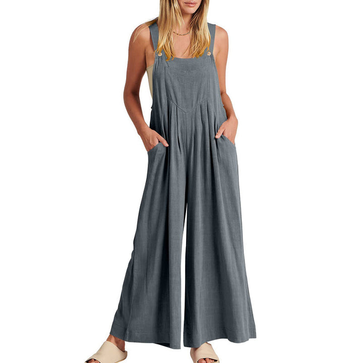 Ärmlös Blommig Jumpsuit för Kvinnor - Vida Ben