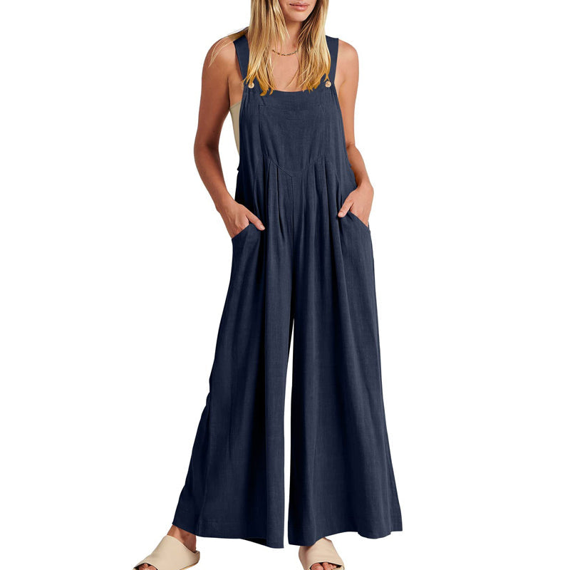 Ärmlös Blommig Jumpsuit för Kvinnor - Vida Ben