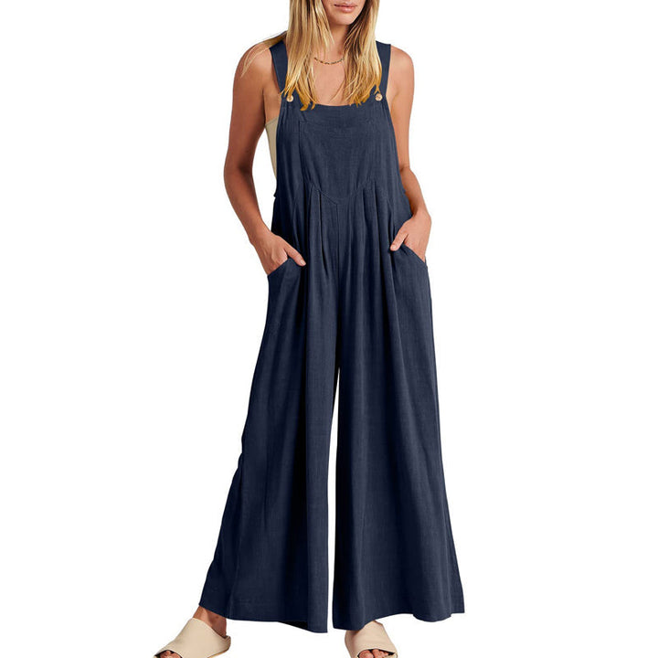 Ärmlös Blommig Jumpsuit för Kvinnor - Vida Ben