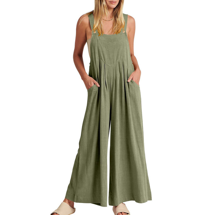 Ärmlös Blommig Jumpsuit för Kvinnor - Vida Ben