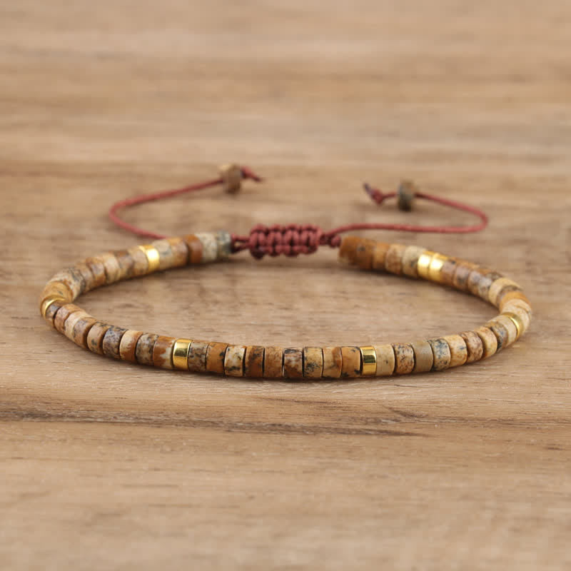 Flätat armband med 2,4 mm natursten-rullar - Seraphina