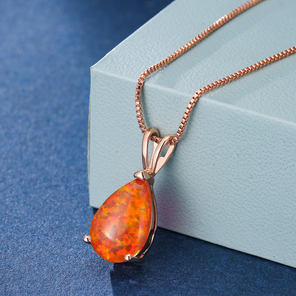 Minimalistisk dropp-opal-halsband - Selina