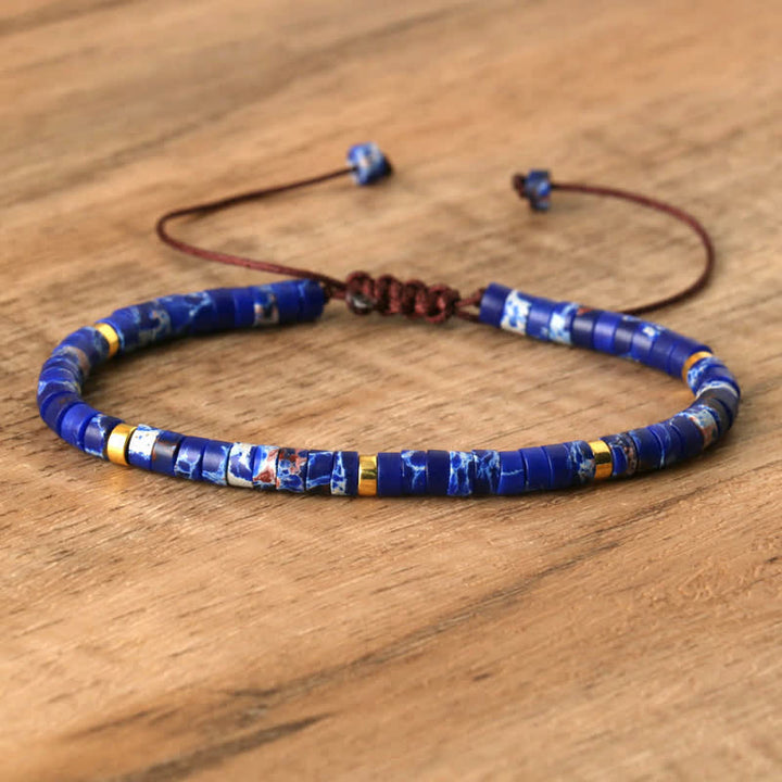 Flätat armband med 2,4 mm natursten-rullar - Seraphina