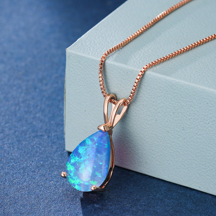 Minimalistisk dropp-opal-halsband - Selina