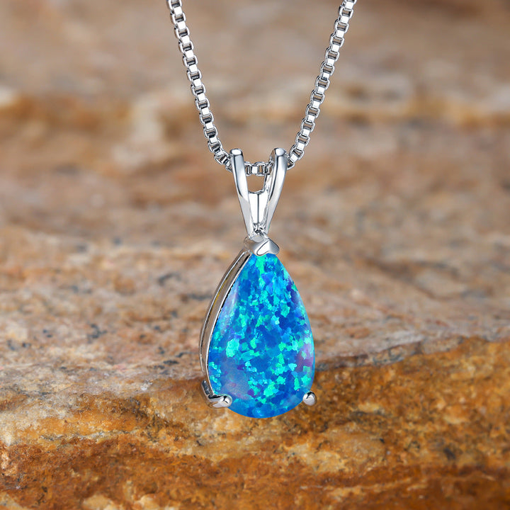 Minimalistisk dropp-opal-halsband - Selina