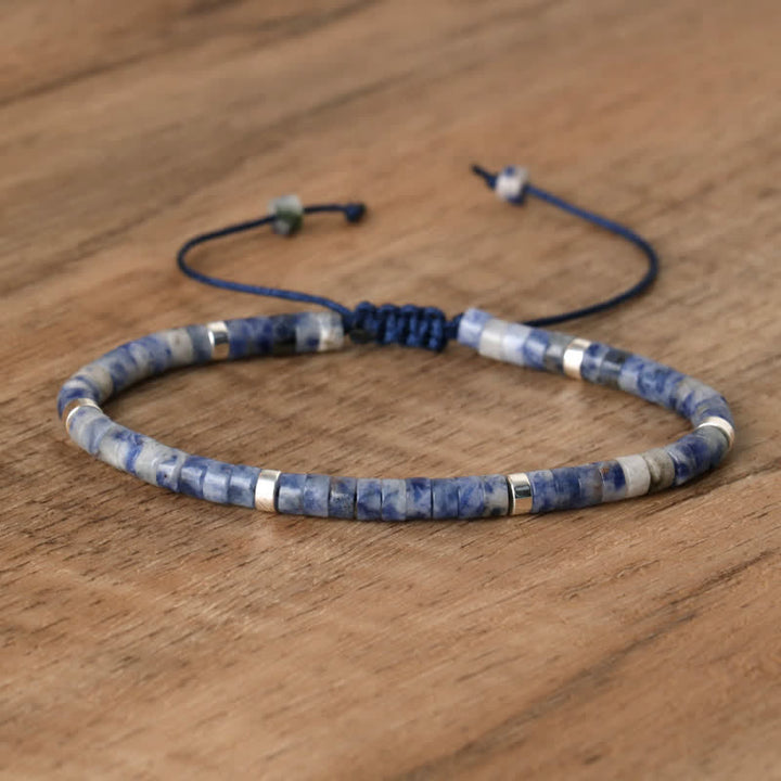 Flätat armband med 2,4 mm natursten-rullar - Seraphina