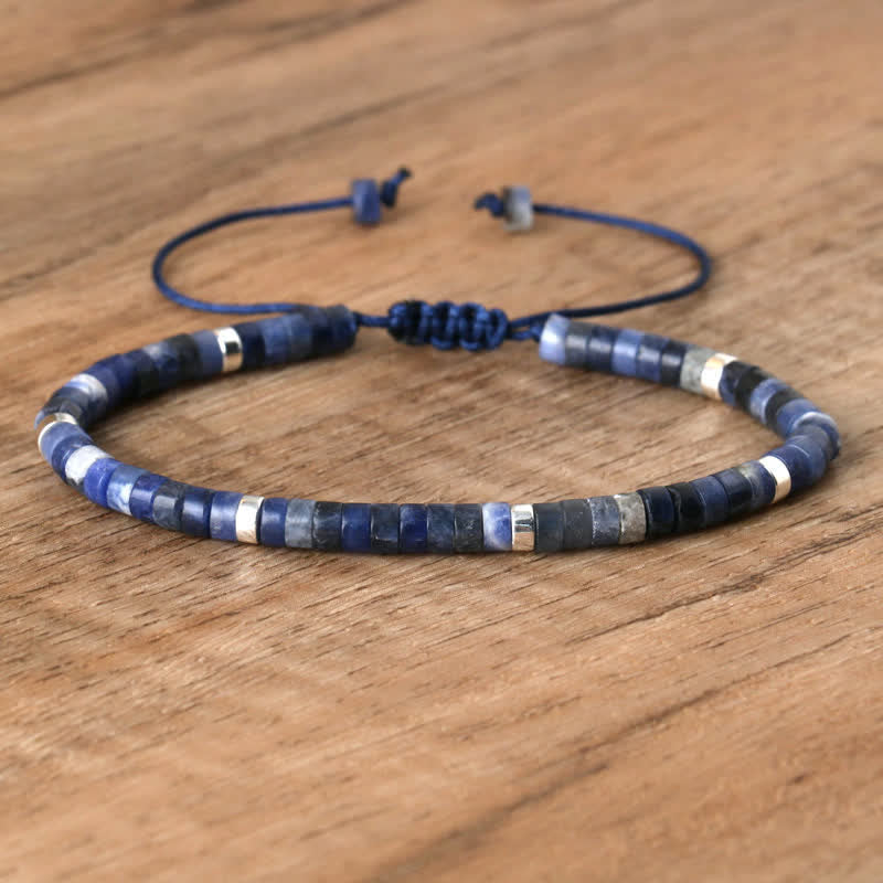 Flätat armband med 2,4 mm natursten-rullar - Seraphina