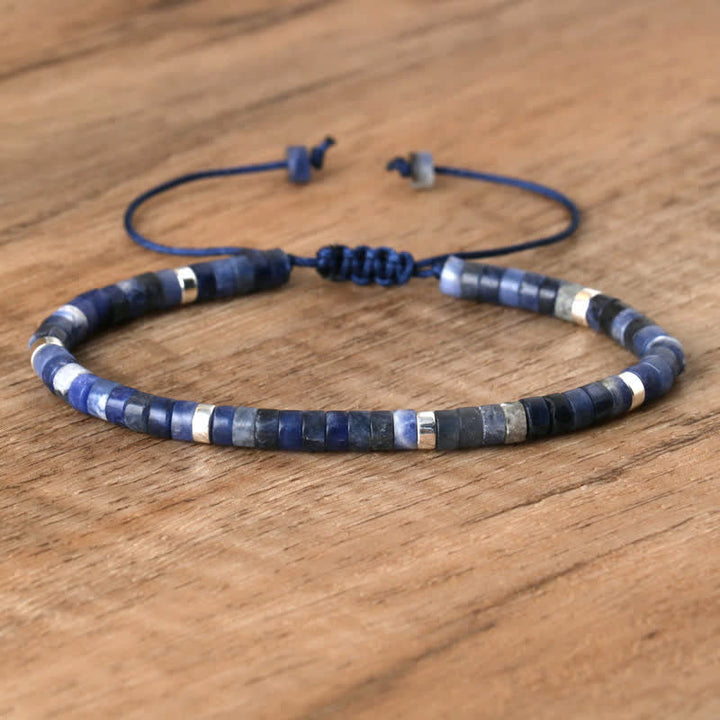 Flätat armband med 2,4 mm natursten-rullar - Seraphina