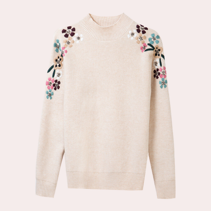 Höstlig damtröja med blommönster - Isabeau