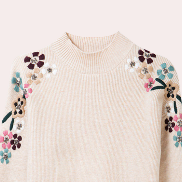 Höstlig damtröja med blommönster - Isabeau
