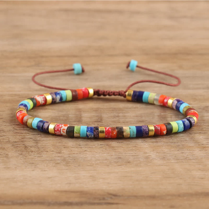 Flätat armband med 2,4 mm natursten-rullar - Seraphina