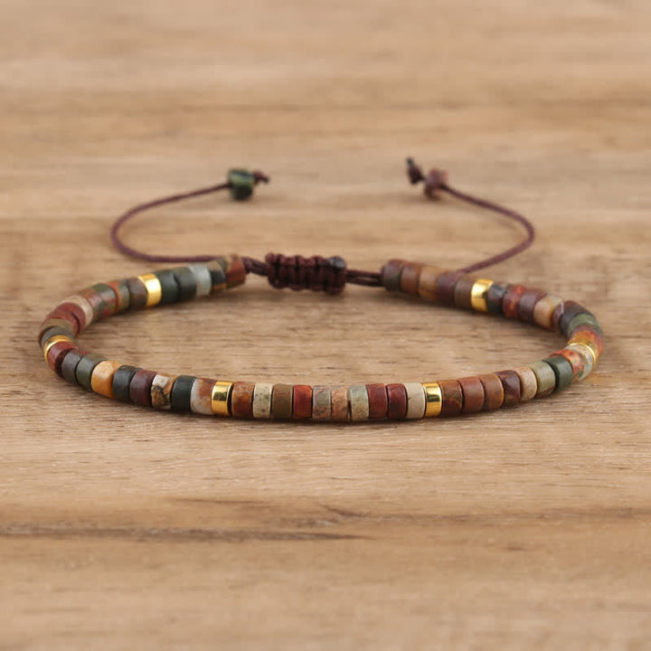 Flätat armband med 2,4 mm natursten-rullar - Seraphina