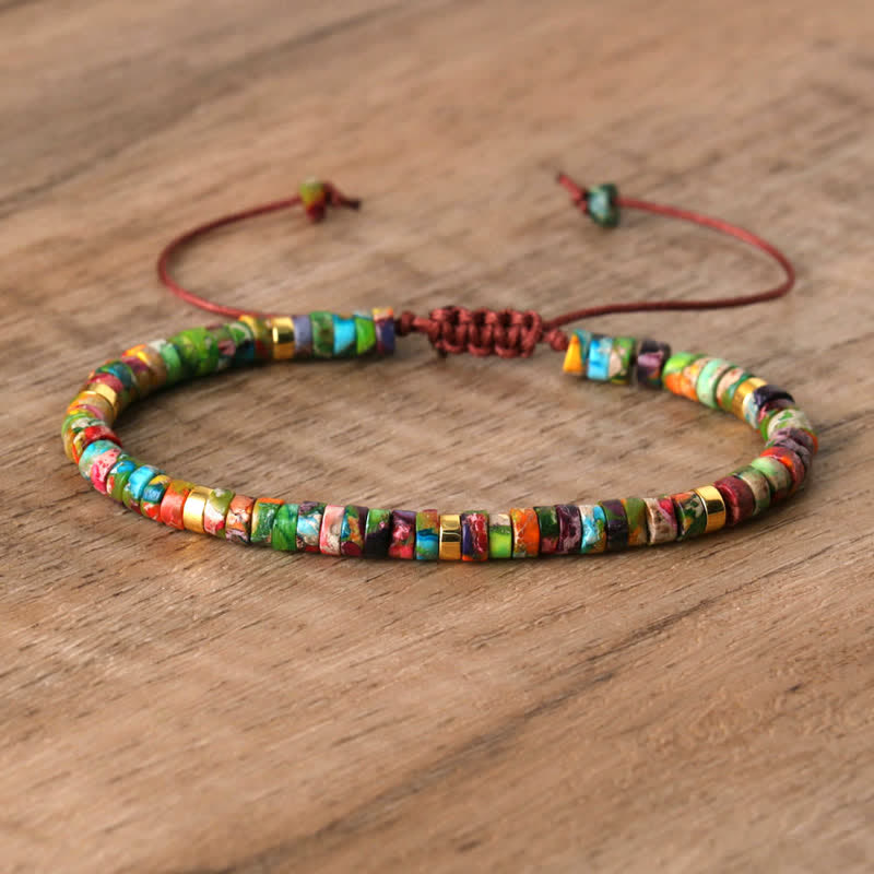 Flätat armband med 2,4 mm natursten-rullar - Seraphina