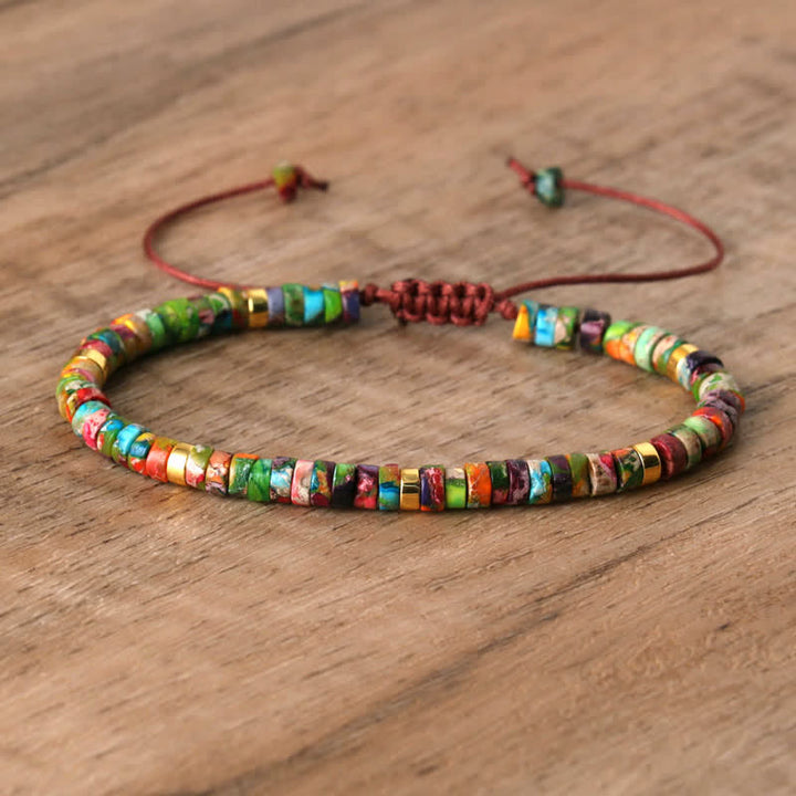 Flätat armband med 2,4 mm natursten-rullar - Seraphina