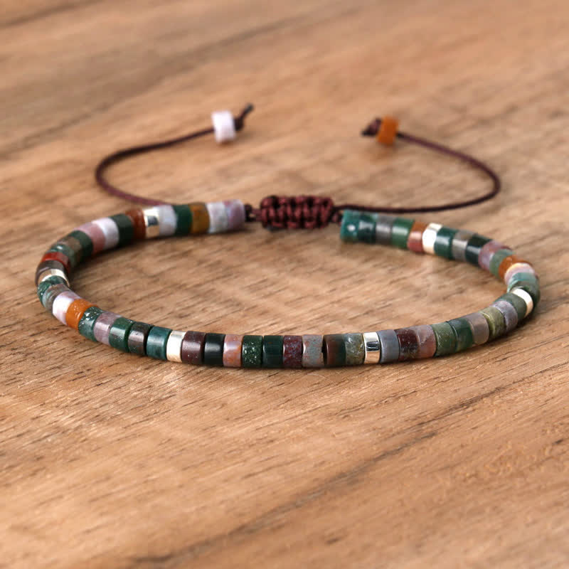 Flätat armband med 2,4 mm natursten-rullar - Seraphina