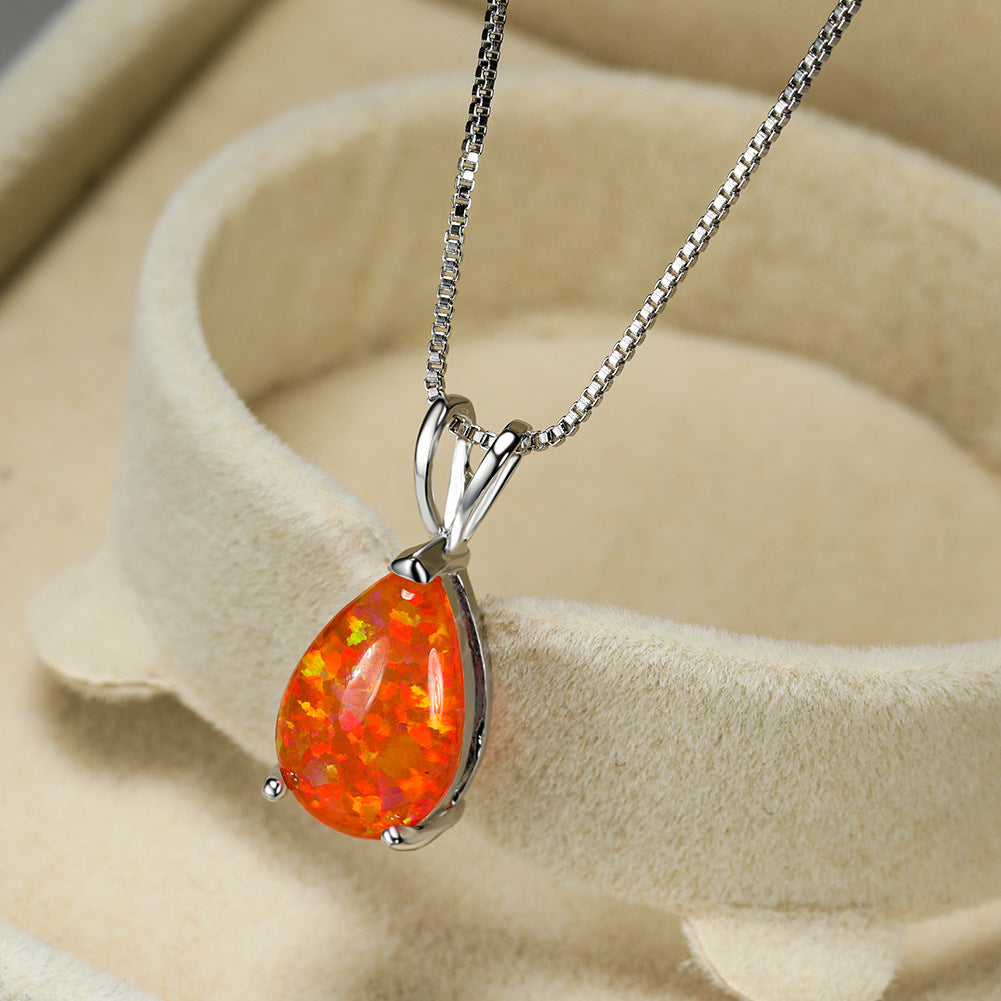 Minimalistisk dropp-opal-halsband - Selina
