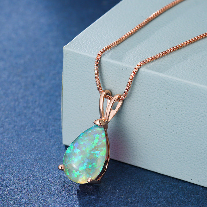 Minimalistisk dropp-opal-halsband - Selina