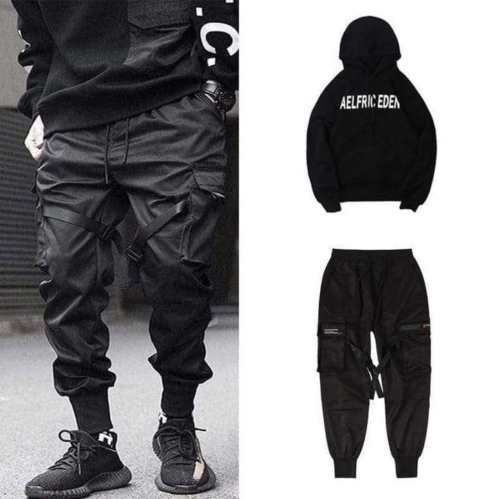 Höstiga multi-pocket hiphop-cargobyxor för herr – Dante