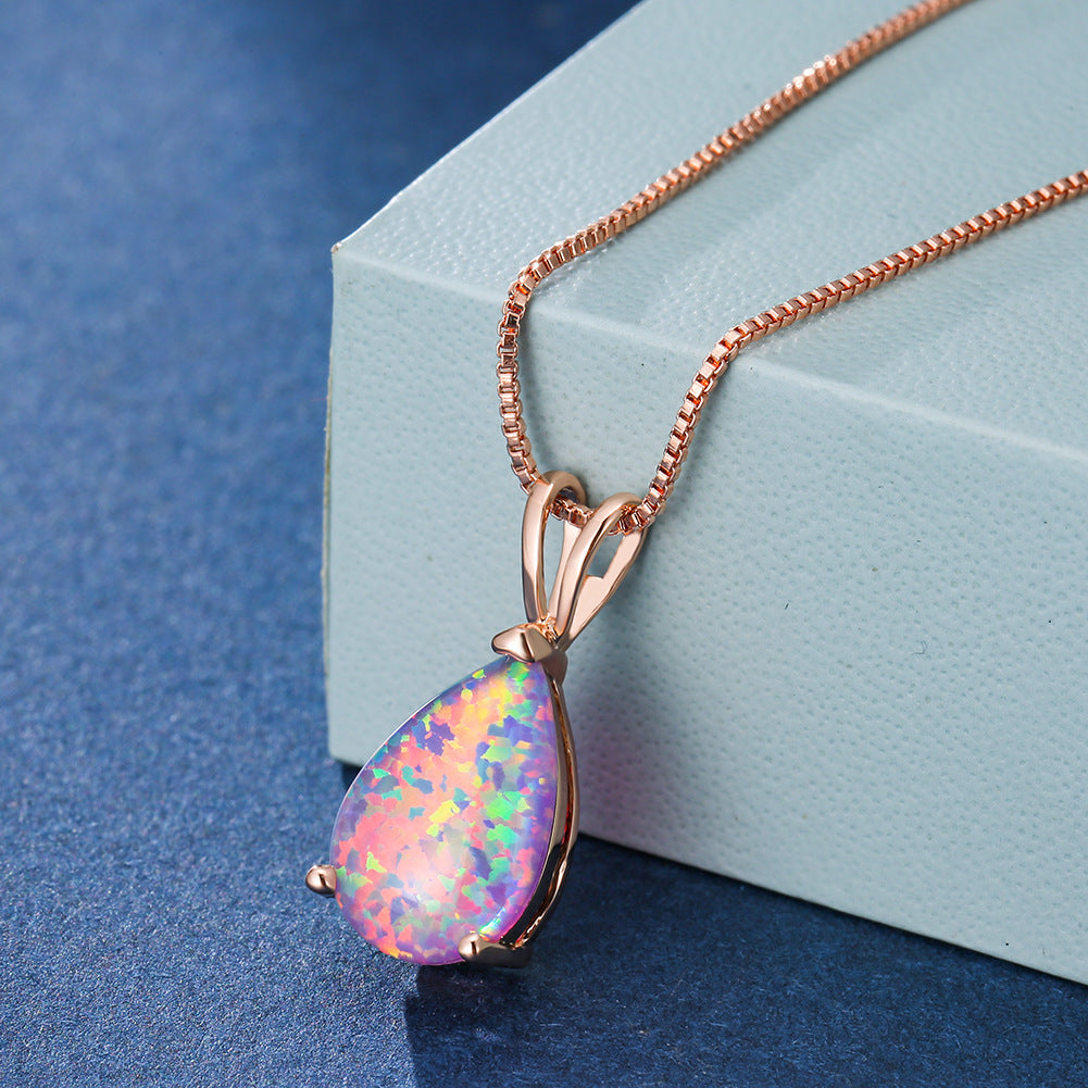 Minimalistisk dropp-opal-halsband - Selina