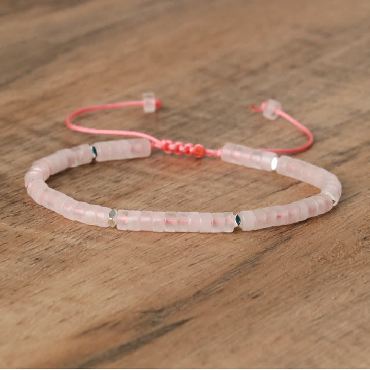 Flätat armband med 2,4 mm natursten-rullar - Seraphina
