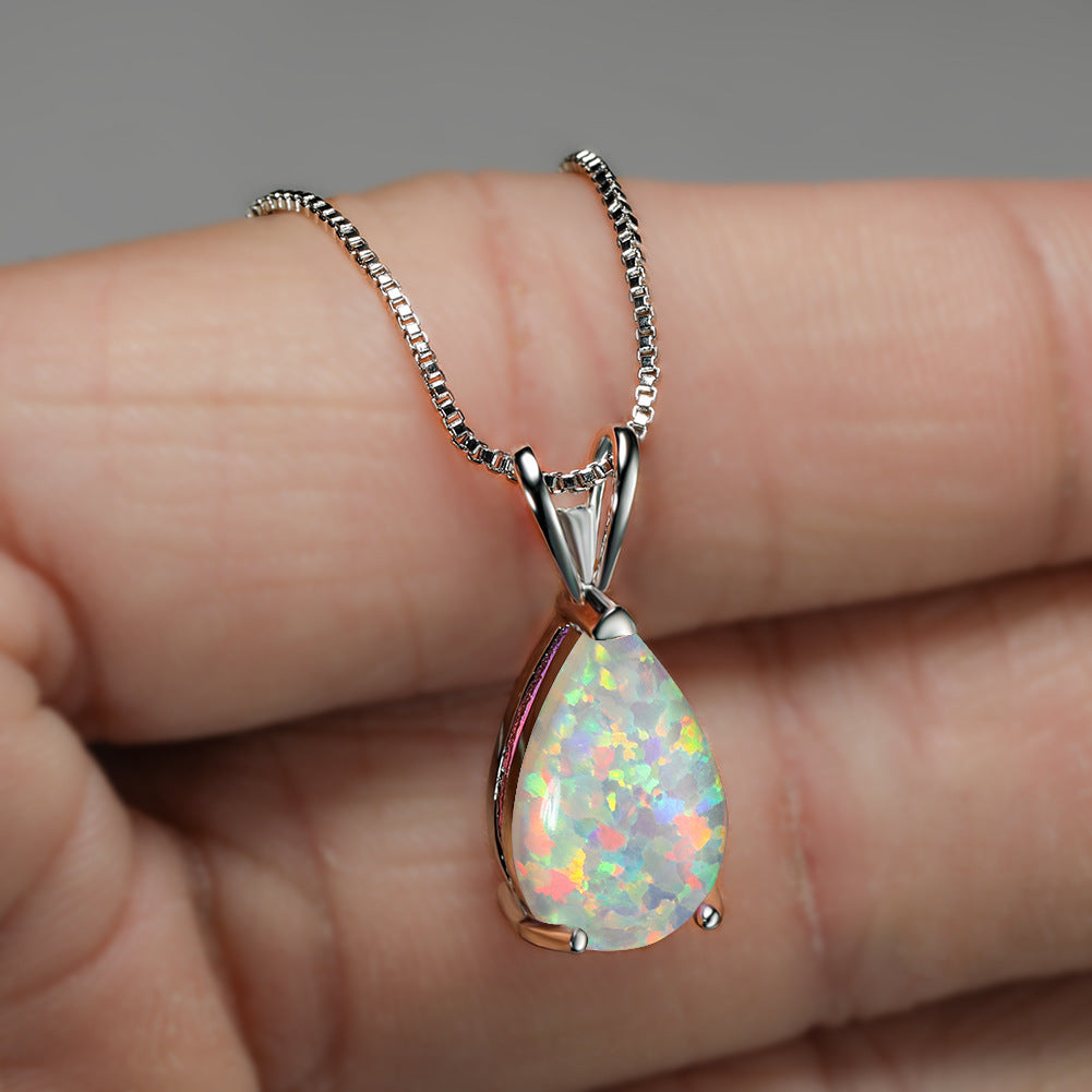 Minimalistisk dropp-opal-halsband - Selina