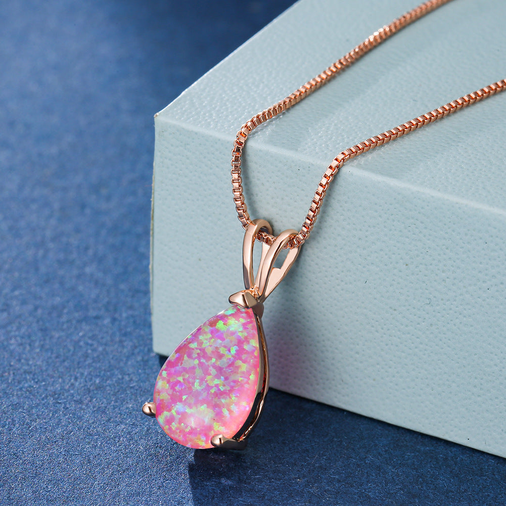 Minimalistisk dropp-opal-halsband - Selina