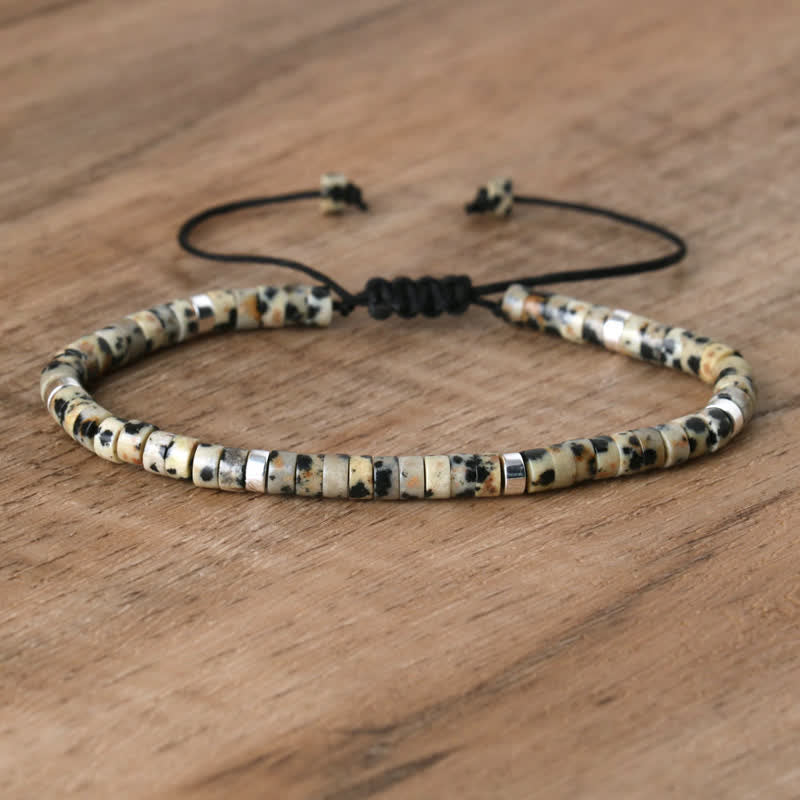 Flätat armband med 2,4 mm natursten-rullar - Seraphina