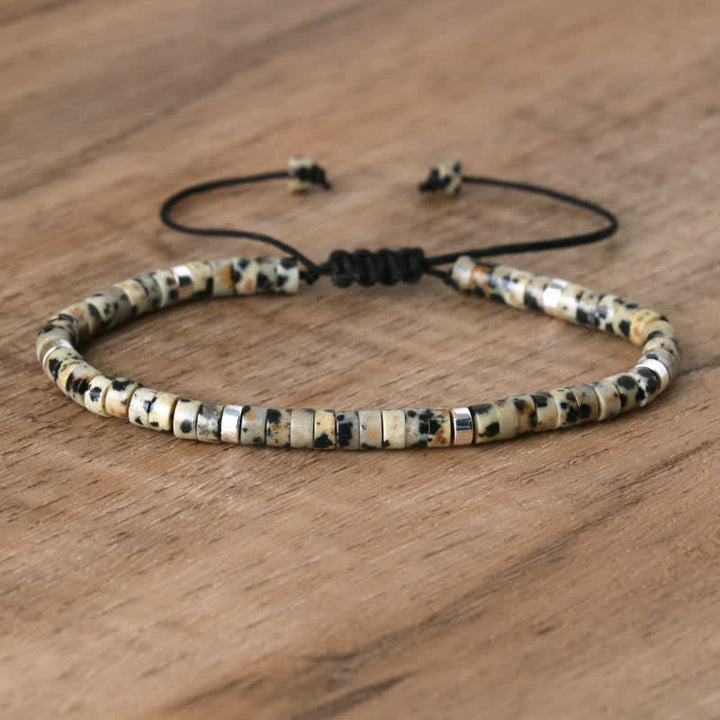 Flätat armband med 2,4 mm natursten-rullar - Seraphina