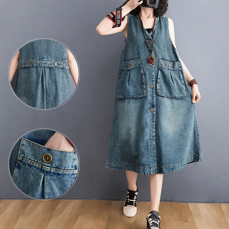 Dam Denim Overallklänning med Bekväm Design