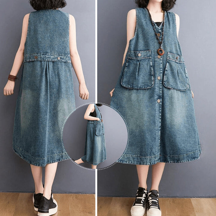 Dam Denim Overallklänning med Bekväm Design