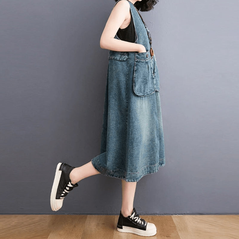 Dam Denim Overallklänning med Bekväm Design