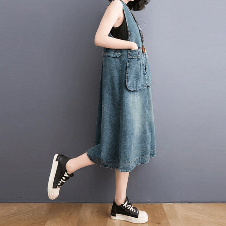 Dam Denim Overallklänning med Bekväm Design