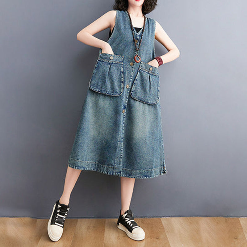 Dam Denim Overallklänning med Bekväm Design