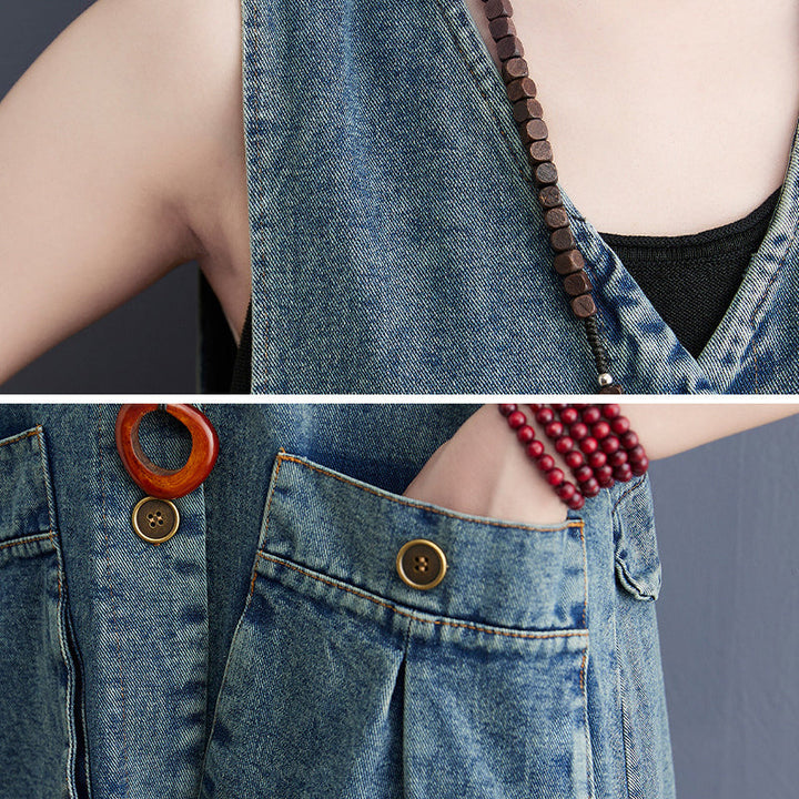 Dam Denim Overallklänning med Bekväm Design