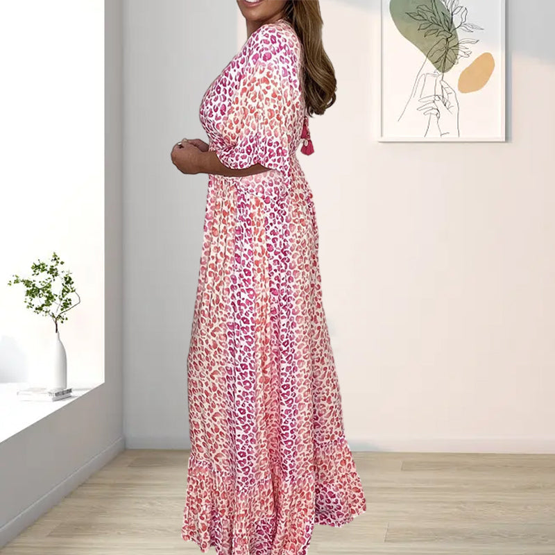 Dam Geometrisk Kimono Jumpsuit med V-hals