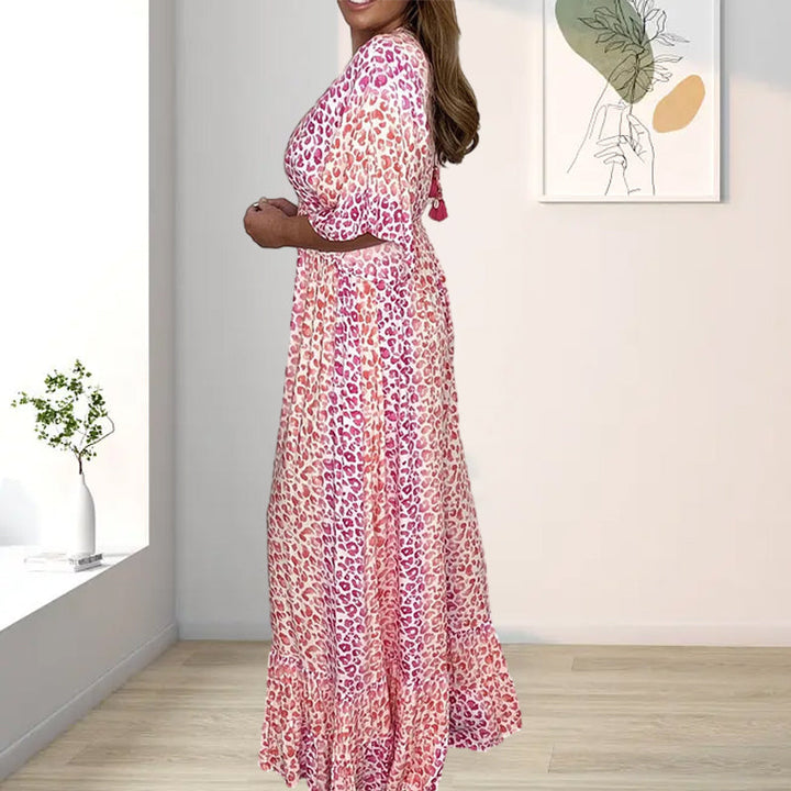 Dam Geometrisk Kimono Jumpsuit med V-hals