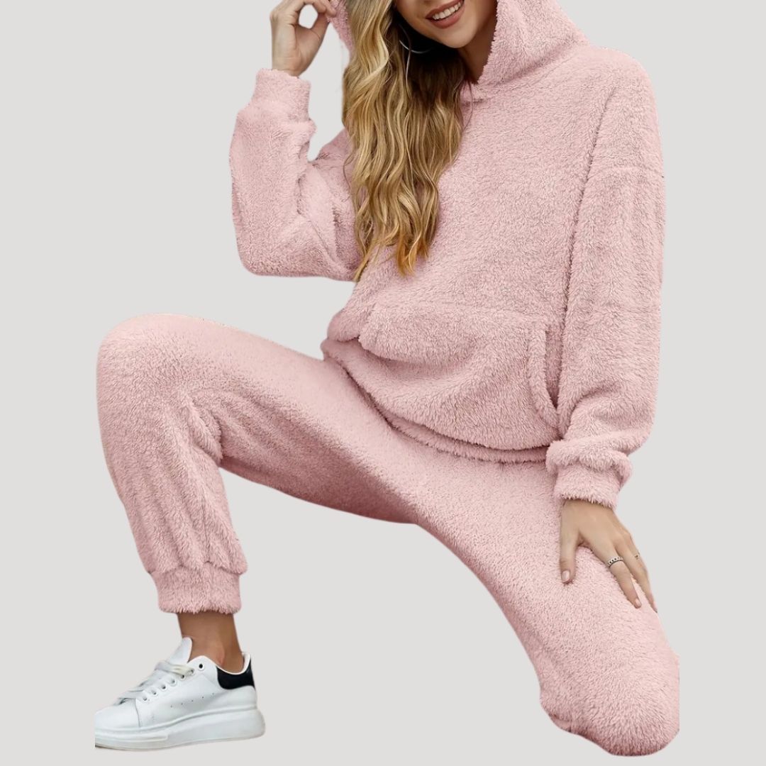Dam Loungeset med Vårig Huva och Byxor
