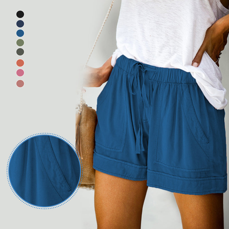 Damer Fritids Shorts med Hög Midja och Elastiskt Bälte