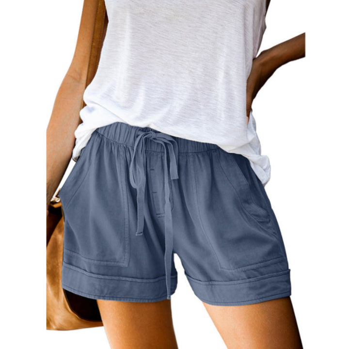 Damer Fritids Shorts med Hög Midja och Elastiskt Bälte