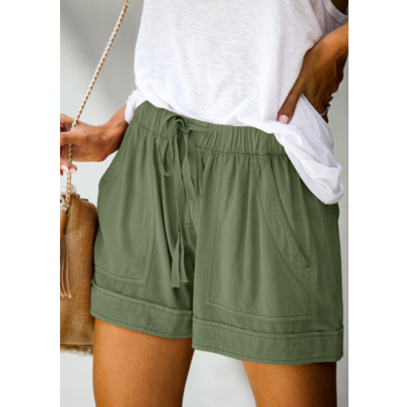 Damer Fritids Shorts med Hög Midja och Elastiskt Bälte