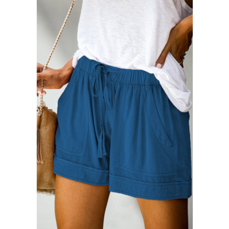 Damer Fritids Shorts med Hög Midja och Elastiskt Bälte
