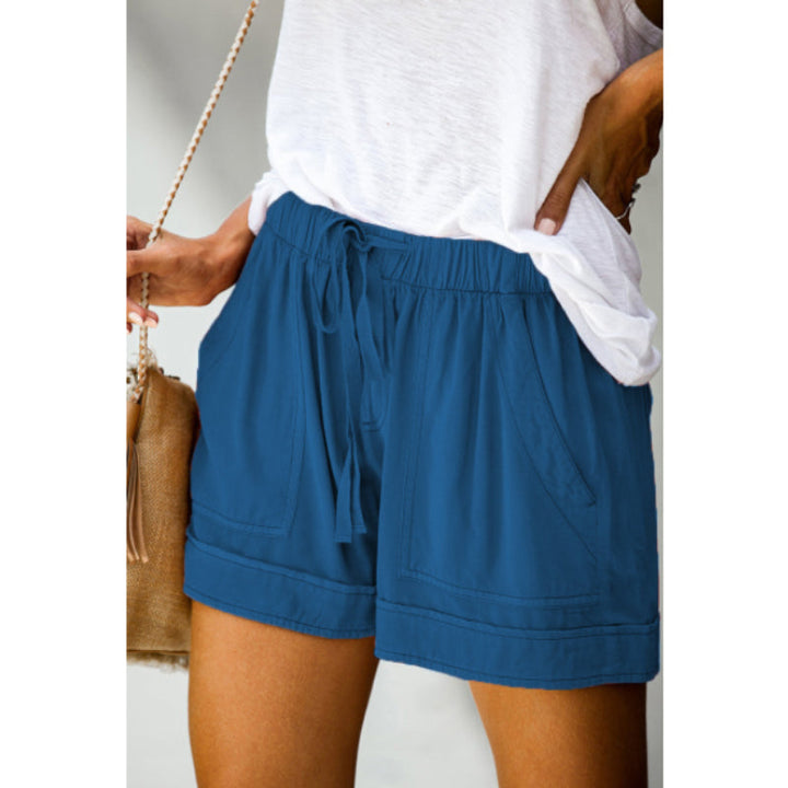 Damer Fritids Shorts med Hög Midja och Elastiskt Bälte