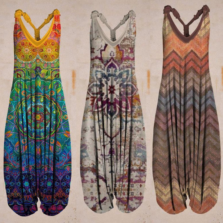 Damer Jumpsuit med Tropiskt Tryck