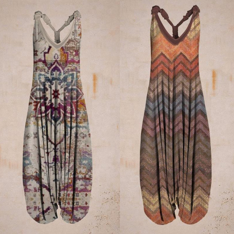 Damer Jumpsuit med Tropiskt Tryck