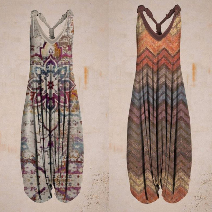 Damer Jumpsuit med Tropiskt Tryck