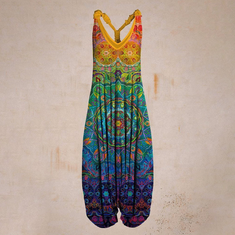 Damer Jumpsuit med Tropiskt Tryck
