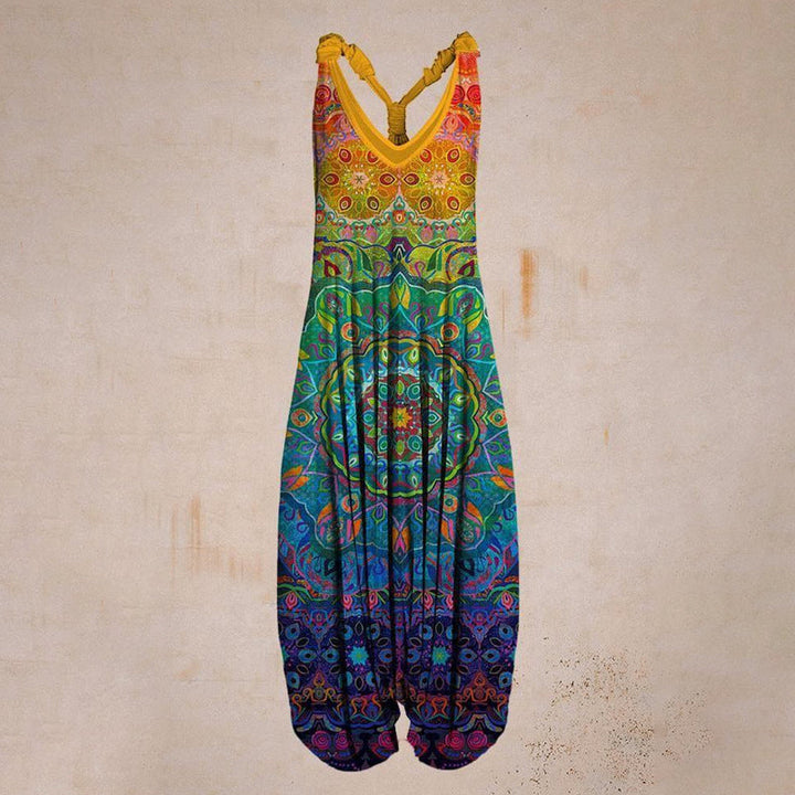 Damer Jumpsuit med Tropiskt Tryck