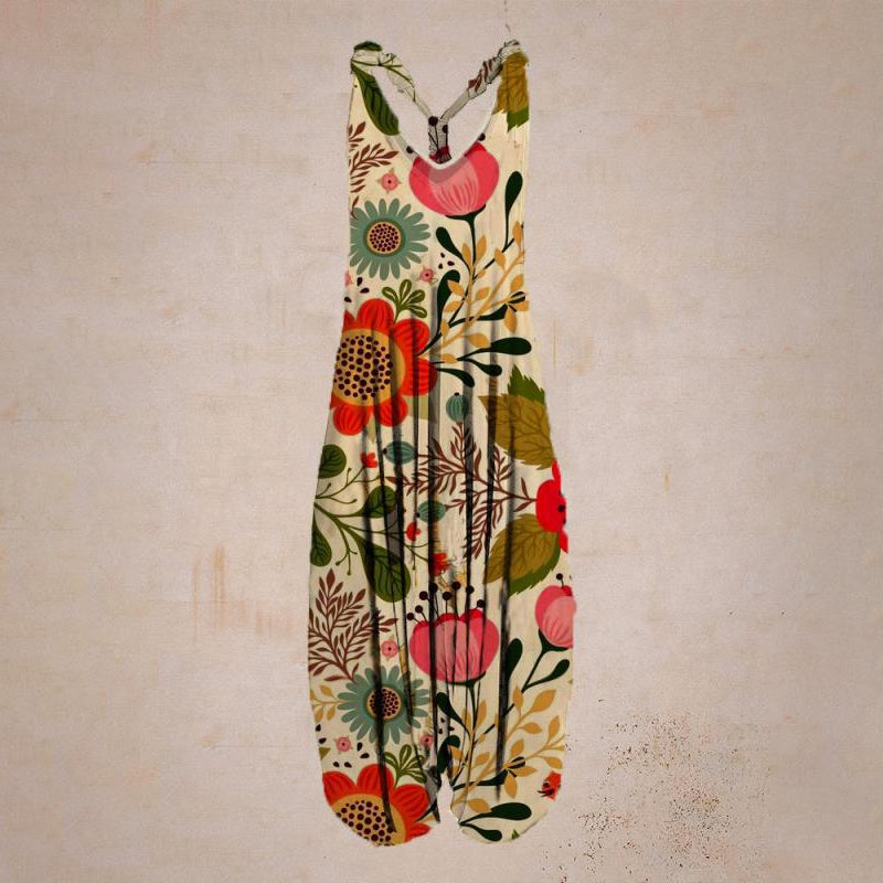 Damer Jumpsuit med Tropiskt Tryck