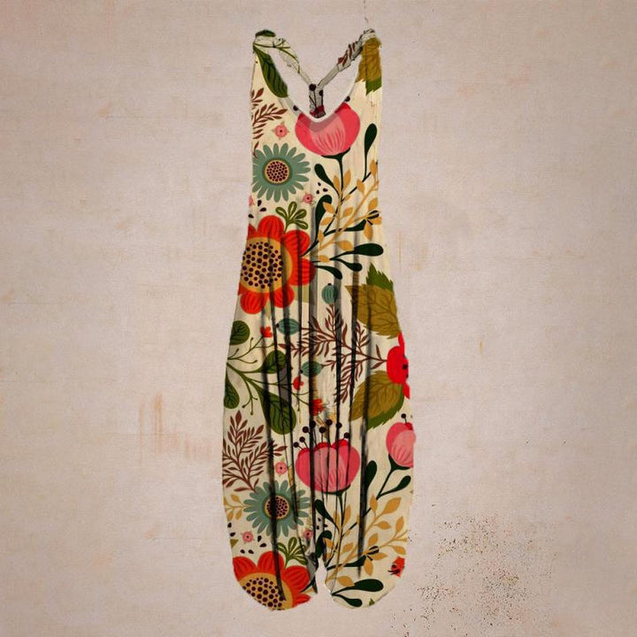 Damer Jumpsuit med Tropiskt Tryck